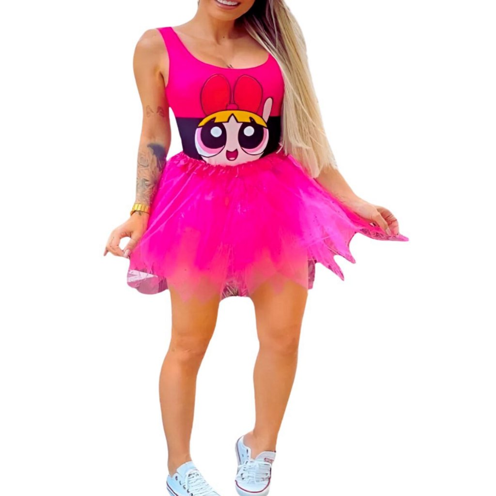 Fantasia Meninas Super Poderosas Body + Saia Tule Carnaval | Shopee Brasil
