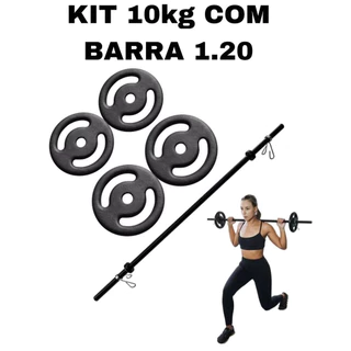 Kit Musculação Pump - Barra + 10Kg De Anilhas Pintadas +Presilhas