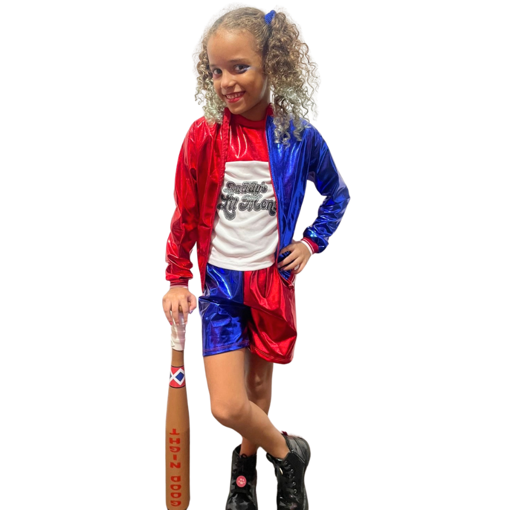 Fantasia Da Arlequina Infantil Harley Quinn C/ Casaco E Taco Roupa ...