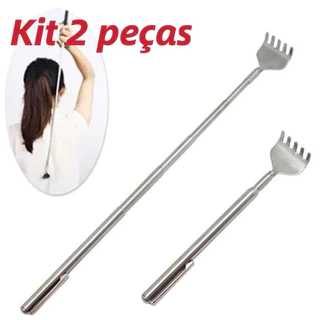 Kit 2  pecas Coçador De Costas Mãozinha Em Aço Inox Telescópio Regulável Para Coçar Costas em Oferta na Shopee
