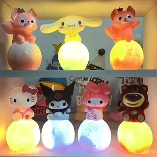 Sanrio Kuromi Canela Melodia LED Luz Nocturna Ambiente Bolo De Ornamentos Doll Toy