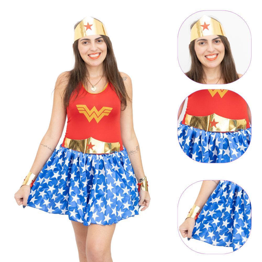 Fantasia Mulher Maravilha Adulto Cosplay Shopee Brasil