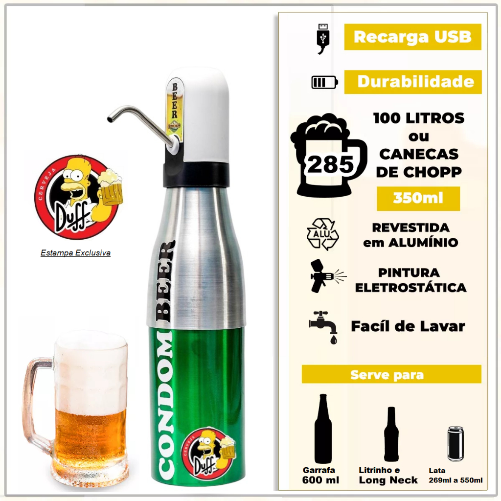 Chopeira Eletrônica Portátil Cooler De Chopp Recarregável (Cabo Usb ...