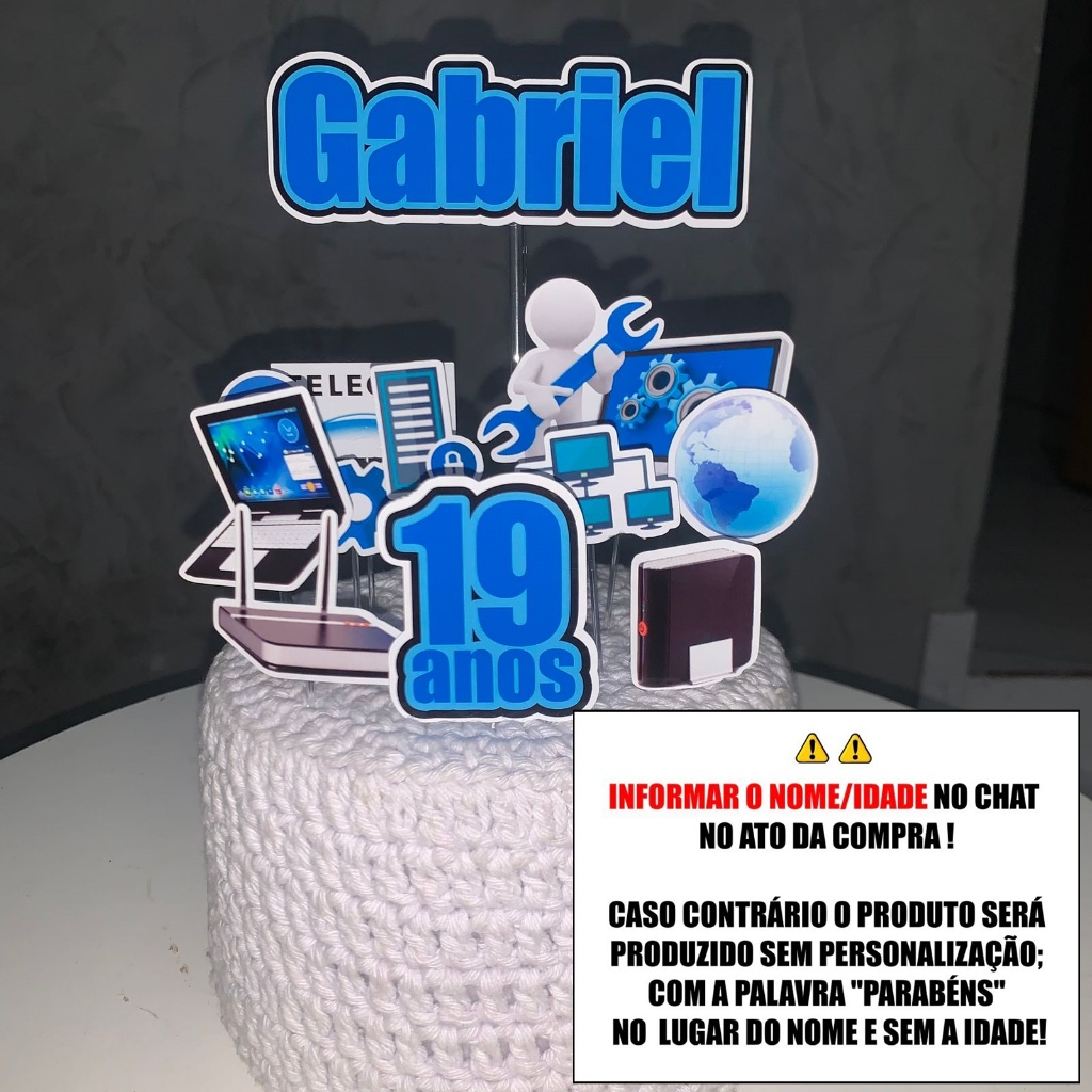 Topo de Bolo - Topper de Bolo Personalizado Aniversário Técnico ...