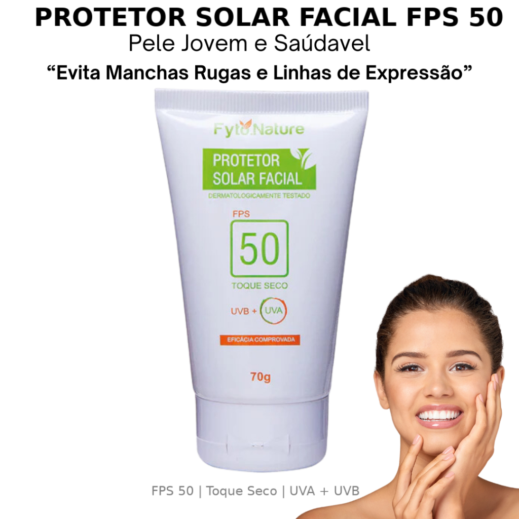 Protetor Solar Facial FPS 50 - Manchas, Rugas e Linhas de Expressão ...