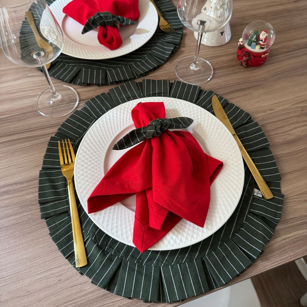 Kit Jogo Americano de Natal Lançamento 2 Lugares a Mesa Redondo