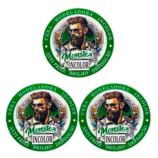 03 cera Modeladora monster barber Incolor 120g Cabelo e Barba bigode
