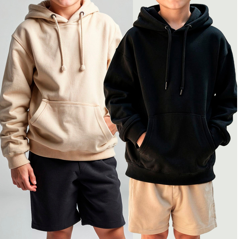 Kit Conjunto Moletom Infantil Canguru Com Capuz Para Criança Juvenil Bebê Blusa de Frio Com Bermuda