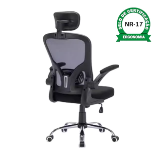 Cadeira De Escritório Ergonômica Regulável Giratória Preta Com Estofado De Mesh Brin7