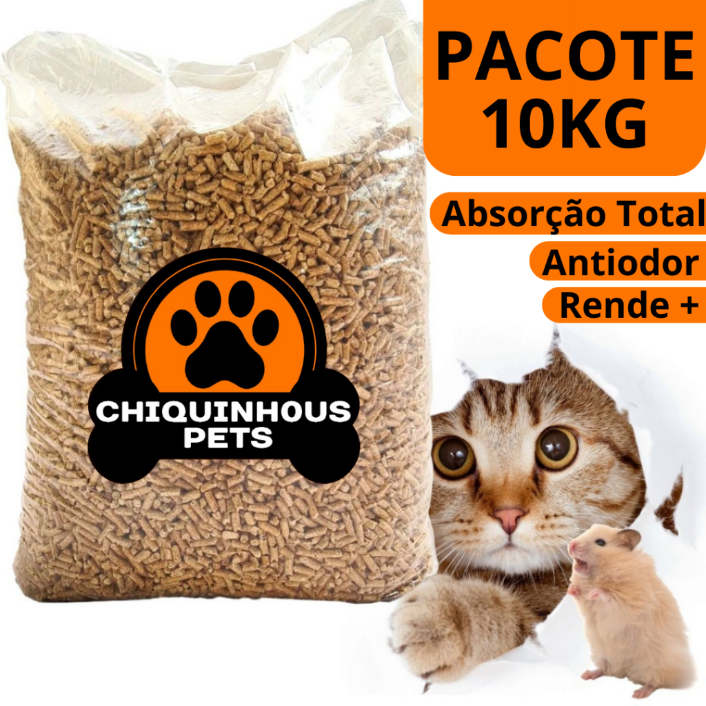 Granulado Higiênico de Madeira 10kg Para Gatos e Roedores