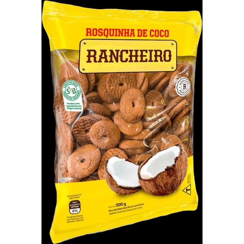 Bolacha Rosquinha Rancheiro de Coco 500g ZERO LACTOSE APLV VEGANO ...
