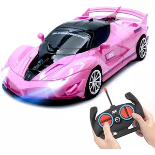 Brinquedo Carrinho de Controle Remoto Rosa Recarregável Esportivo Rápido Lamborguini Ferrari