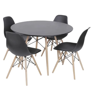 Conjunto Sala de Jantar Moderno - Mesa Eames 70cm + 4 Cadeiras Eames Estilo Elegante