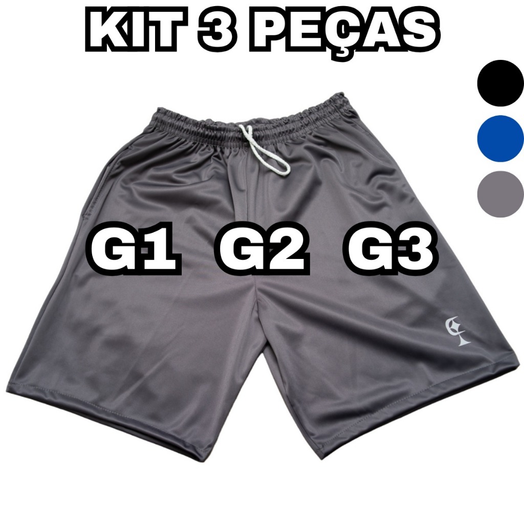 Kit 3 ou 1 Unidade Bermuda Academia Plus Size Masculino Refletiva