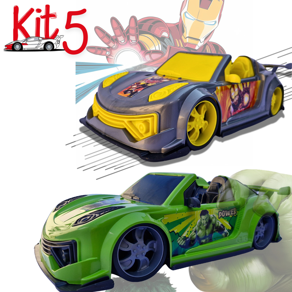 Kit 2 Carrinhos Gigantes Super Heróis 37cm Brinquedo Menino Vários