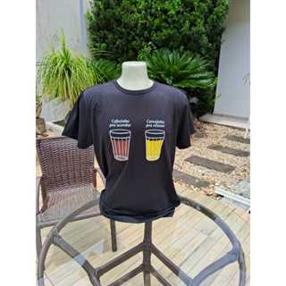 Camiseta T-shirt Blusa Unissex Verão -  Com Frase cafezinho pra acordar cervejinha pra relaxar.