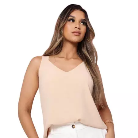 Regata feminina de alça larga lisa em duna