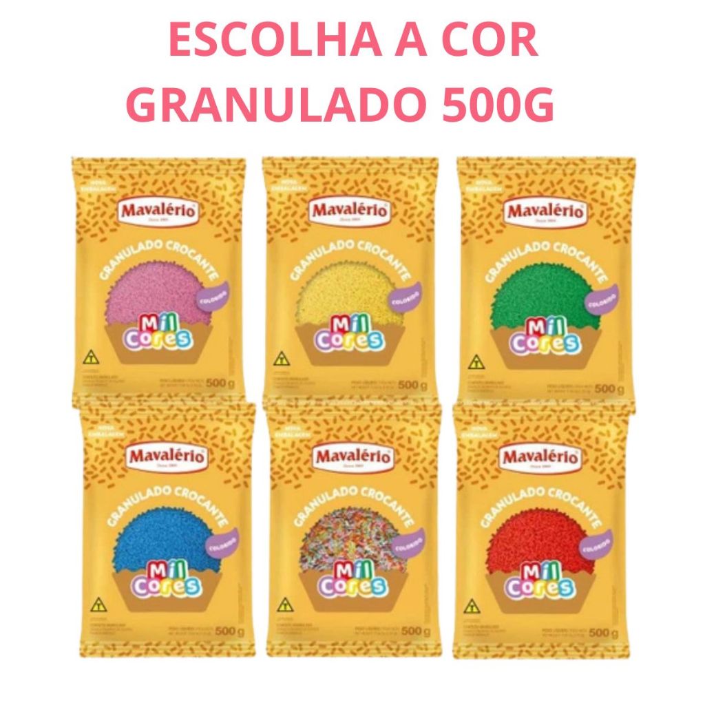 Granulado Crocante Para Bolos e Doces Coloridos 500g Mavalério | Shopee ...