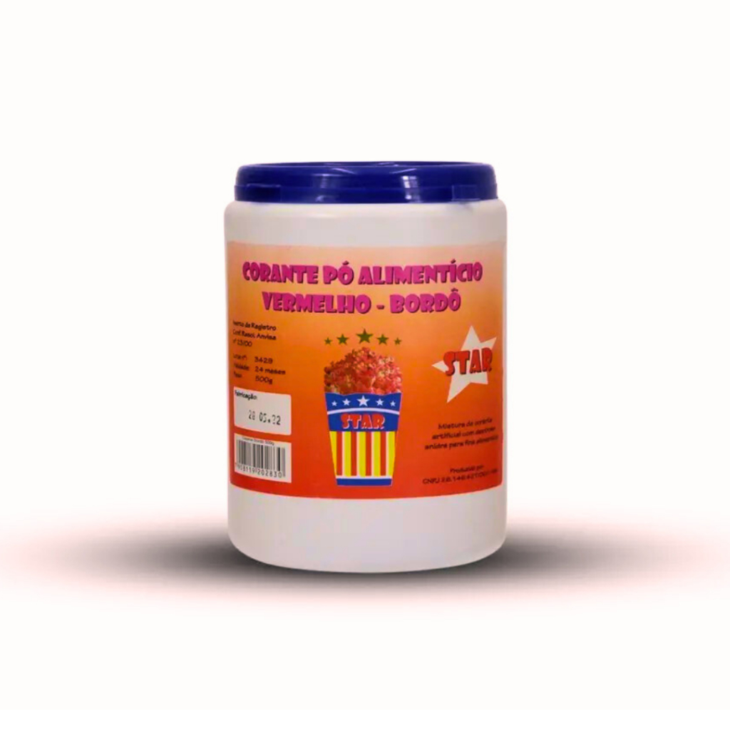 Corante em Pó Vermelho Bordô 500gr Star morango do amor