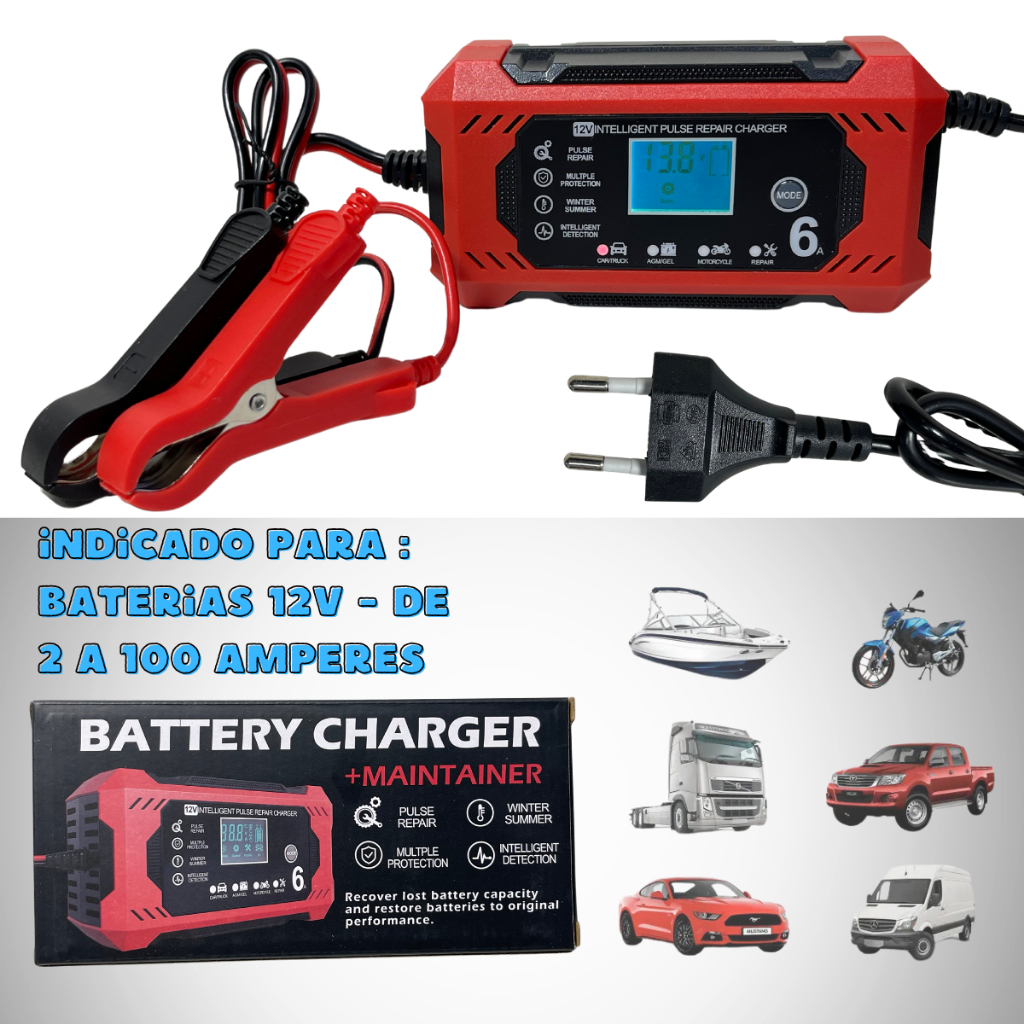 Carregador Bateria Automotivo 12v Inteligente Portátil Bivolt Reparador ...