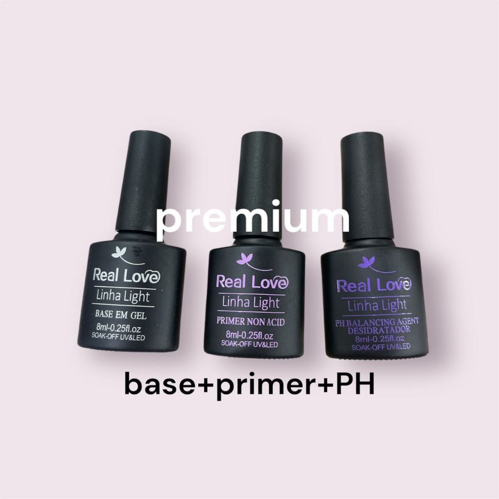 Kit 3 Preparadores-Primer-ph(desidratador)-Base em Gel-Real Love ...