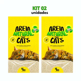 KIT COM 2 AREIA HIGIÊNICA NATURAL BIODEGRADÁVEL MILHO E MANDIOCA PARA GATOS TIGER CATS 4KG