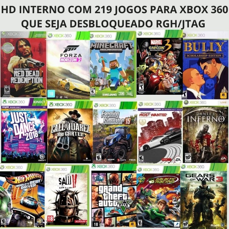 kit com 219 jogos para xbox 360 RGH/JTAG.