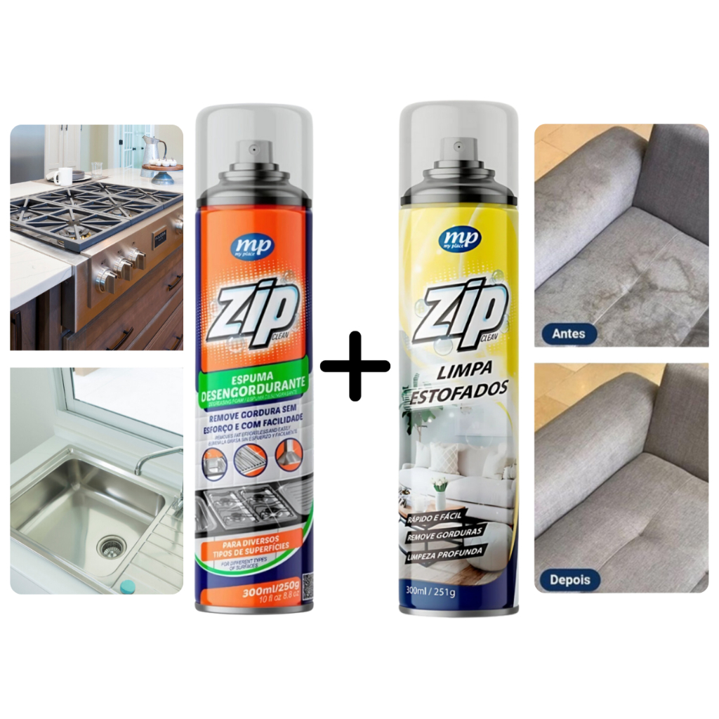Kit Limpa Estofados + Espuma Desengordurante Favoritos Zip Clean My Place 300ml