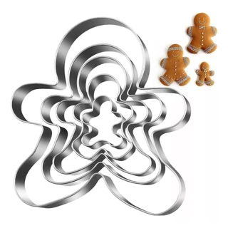 5 Forma Molde Inox Boneco Gingerbread Massas Gesso Biscoito