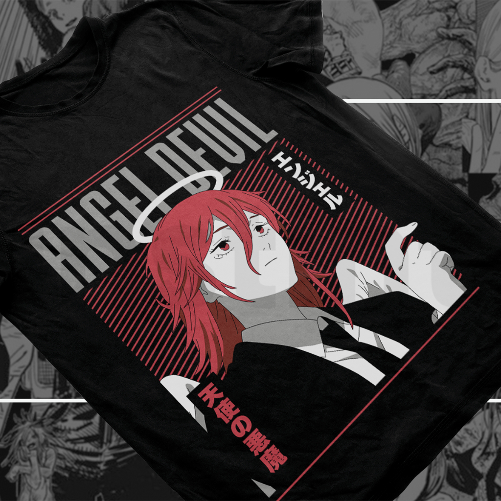 Camisa Angel Devil Blusa Chainsaw Man Camiseta de Anime 100% Algodão ...