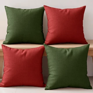 4 Capas Almofadas Jacquard Linho 45x45cm - Natalinas