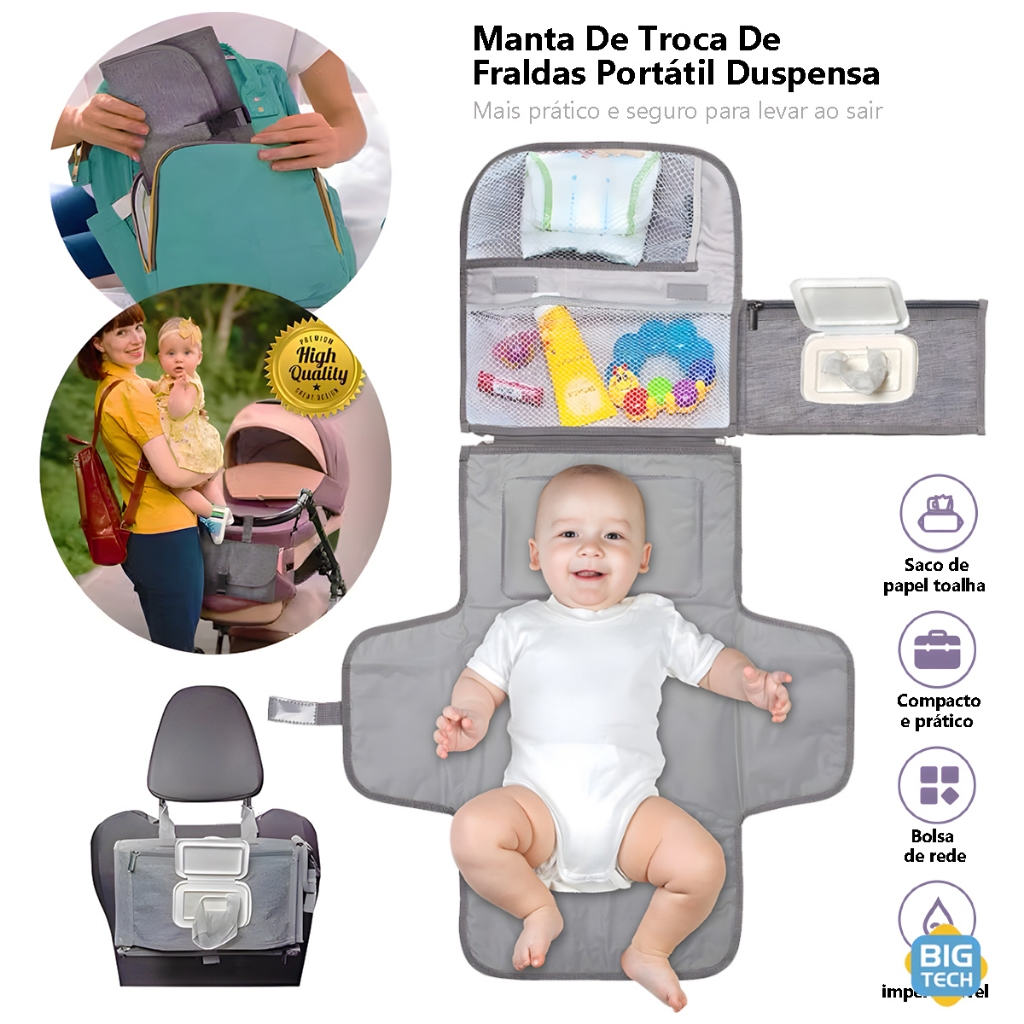 Trocador Portátil De Bebê Com Porta Fraldas Acolchoado Trocador ...