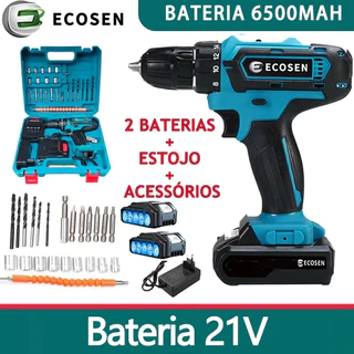 Parafusadeira/Furadeira 21V C/ Kit Maleta COM DUAS BATERIAS 1 6500MAH