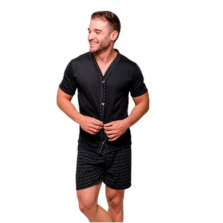 Pijama Masculino Com Botões Diones Tecido Leve Com Shorts Estampado Para Noites de Descanso em Oferta na Shopee