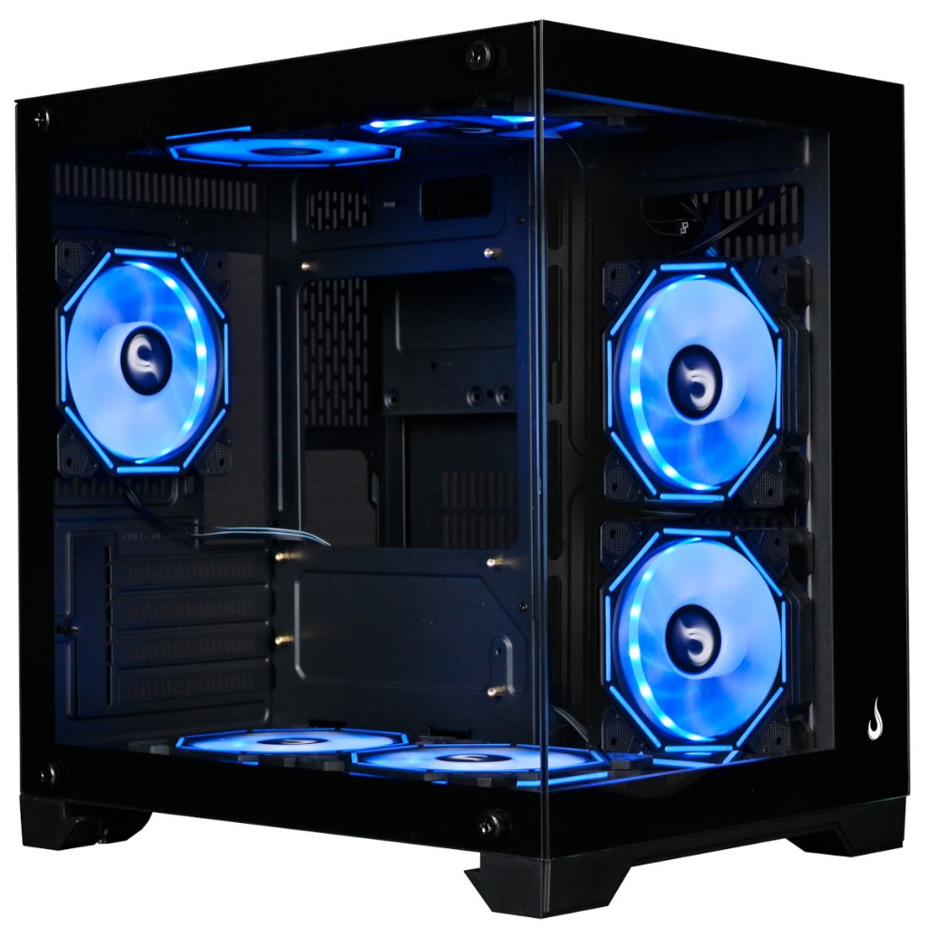Gabinete PC Gamer Aquario | Rise Mode | Glass M Mini Black | Preto S/fan Compacto | M-ATX