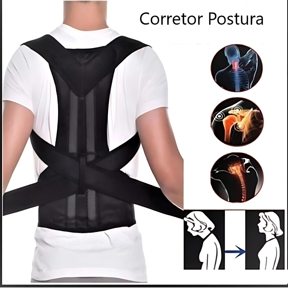 Colete Corretor Postural Para Coluna Cervical Alinha Postura - Faz a Boa!