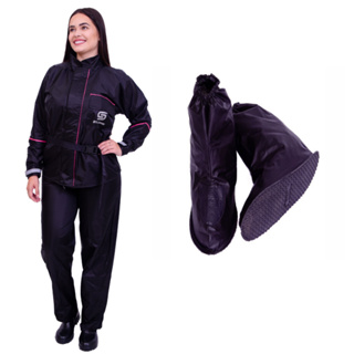 Kit Capa Roupa Conjunto Chuva Nylon Feminina Imperme Vel Frio