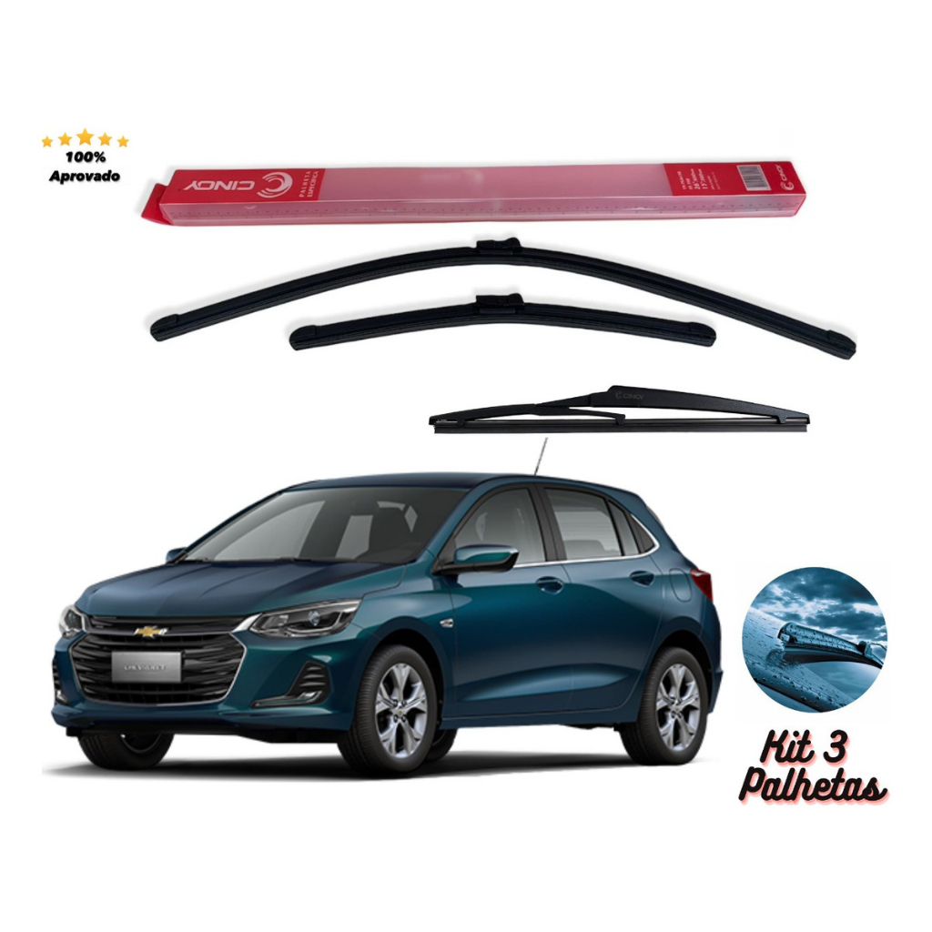 Kit 3 Palhetas Limpador Parabrisa Diant + Tras Original Onix Turbo ...