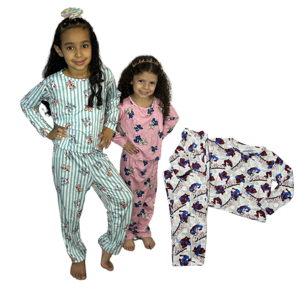 Pijama Infantil De Personagens Manga Comprida E Calça Malha Fria em Oferta na Shopee