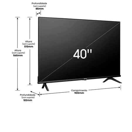 Smart TV Hisense 40 Full HD 40A4N HDMI USB Conexão Wi Fi Modo AI Esportes Game Mode