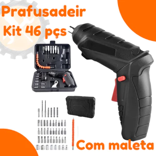 Parafusadeira Portátil Sem Fio 46 Peças Chaves Fenda Broca Philips Usb Dupla posição