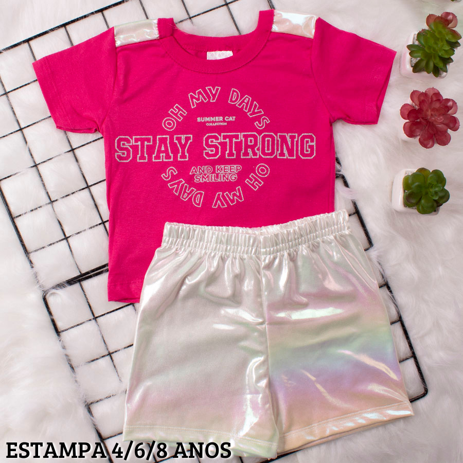 Moda Infantil Modas De Short Para NiÃ±as Conjunto Foil Verão