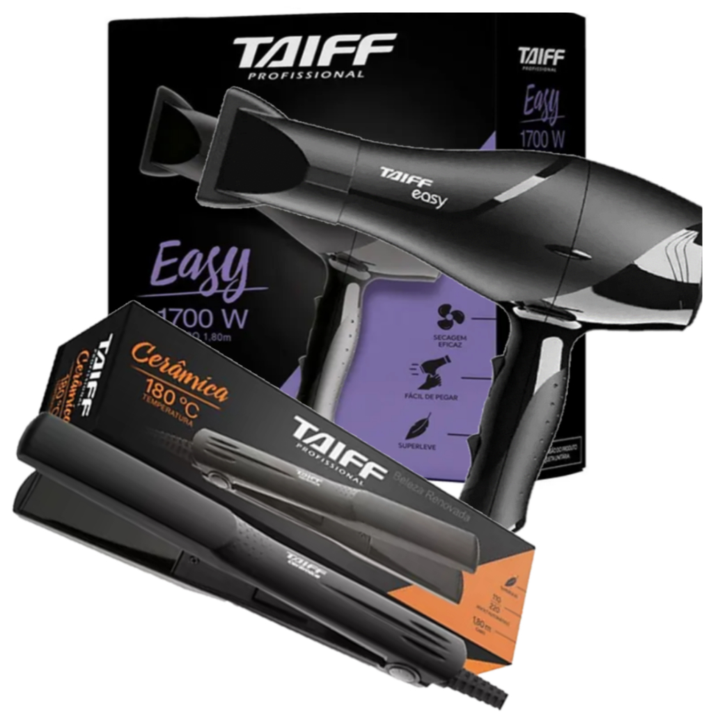 Kit Taiff Secador Easy 1700W e Prancha Taiff Cerâmica 180ºC- Original ...