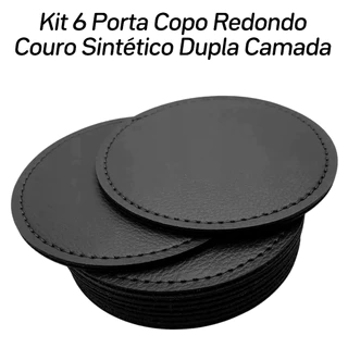 Kit 6 Porta Copo Varias Formas Couro Sintético Dupla Camada P/ Mesa Bar Balcão Suor Chopp Cerveja