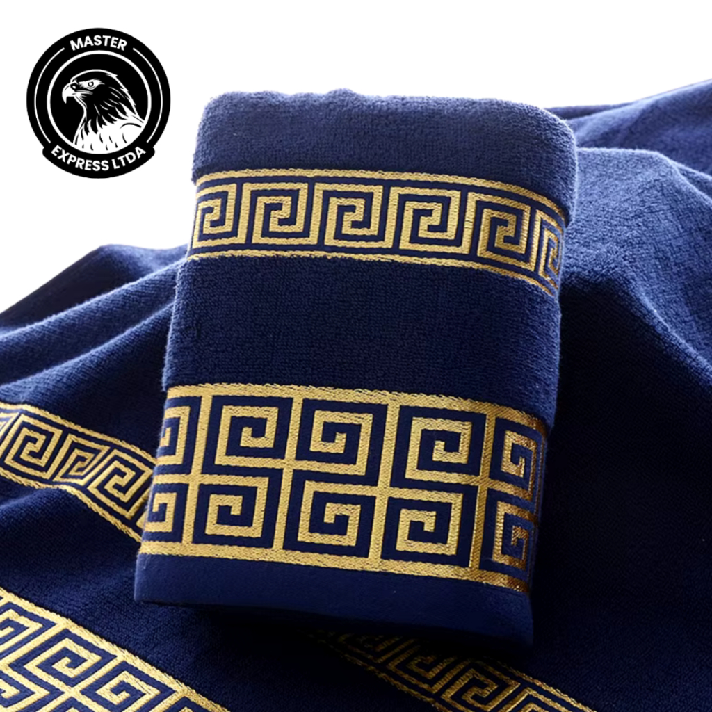 Conjunto de Toalhas Otelaria de Luxo Algodão Banho extragrande e Rosto, Geométrico na Barra 70x140cm, 1pcs, 35x75cm, 1pc