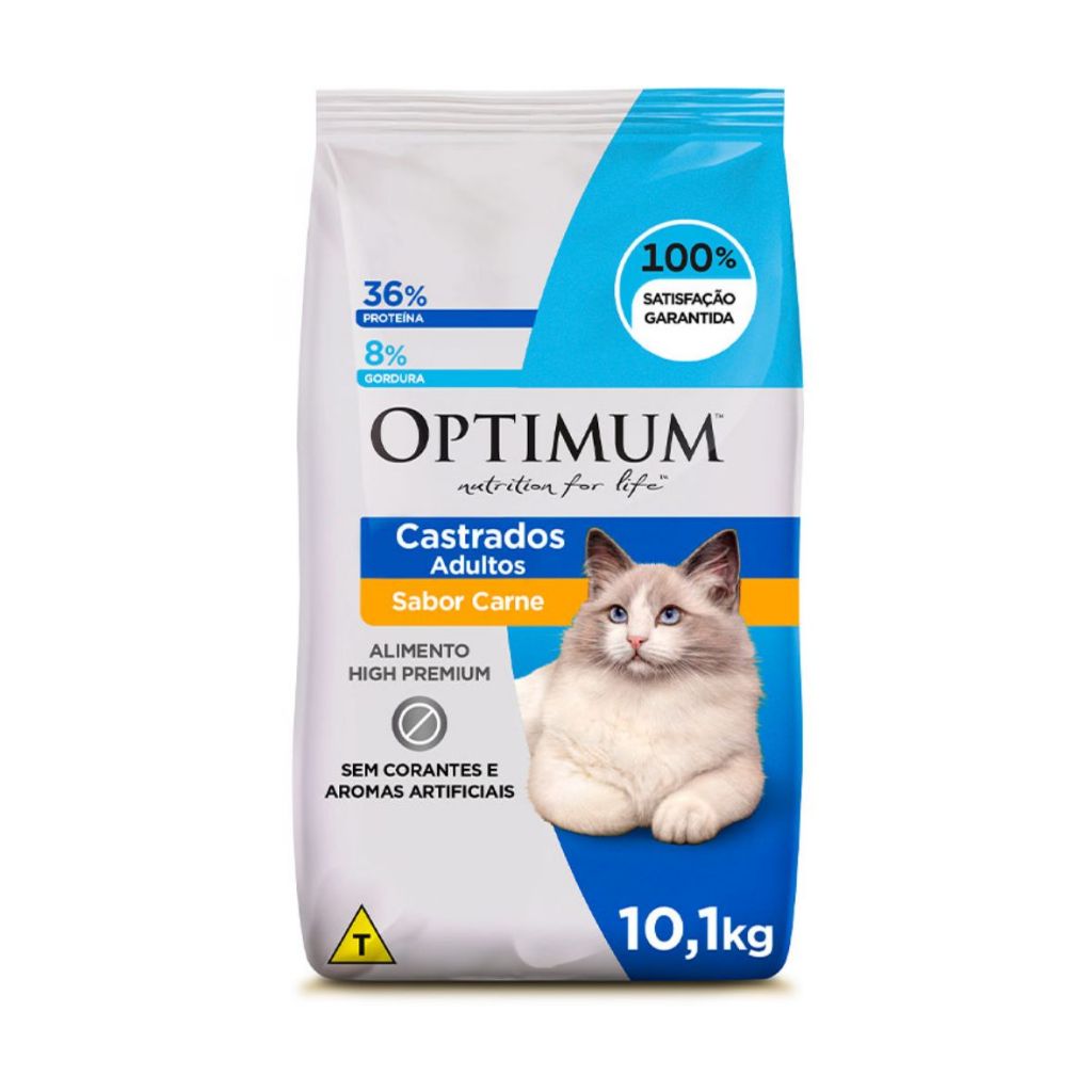 Ração Optimum para Gatos Adultos Castrados Sabor Frango 10kg