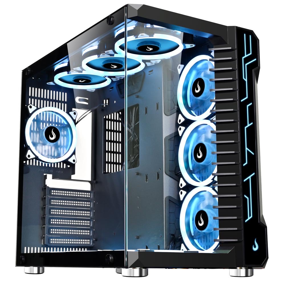 Gabinete Gamer Aquario | Rise Mode | Galaxy Glass Black | S/ Fan