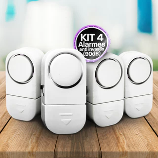 Kit 4 Unidades Alarme Sonoro Contra Invasão Residencial Porta E Janelas Com Bateria