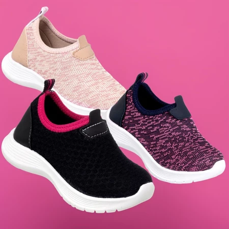 Kit com 3 pares - tênis infantil feminino menina
