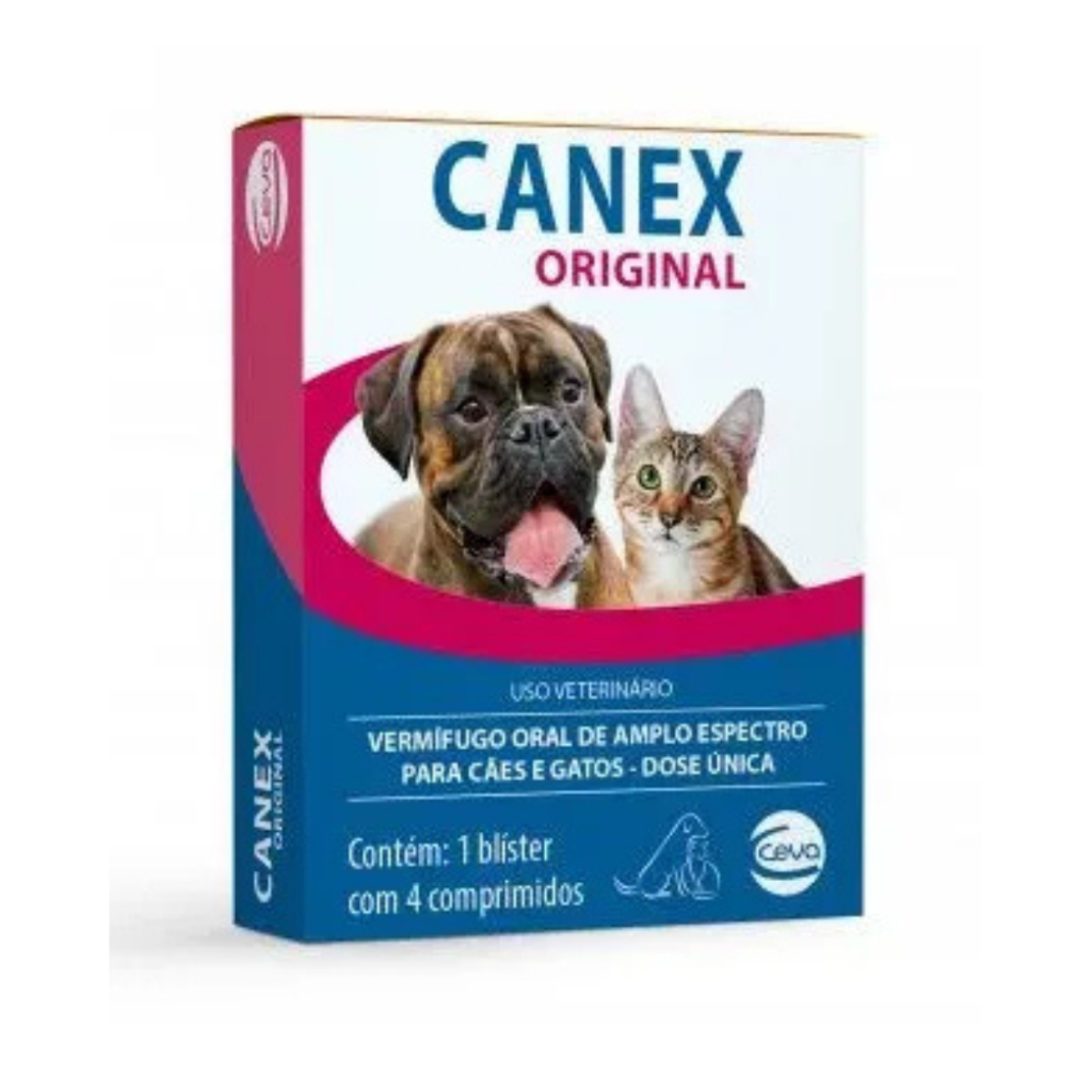 Vermifugo Canex Original P/ Cachorros E Gatos - 4 Comprimidos Anti ...
